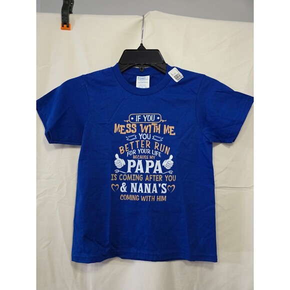 Other - Port & Company Boys XS T-Shirt Blue 5-6 Graphic Crew 'My Papa Is Coming'